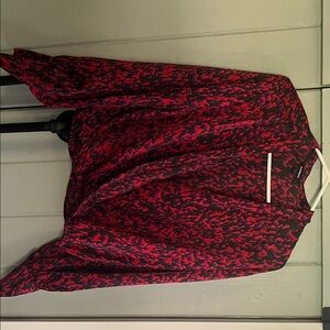 Express Red and Purple Abstract Print Top